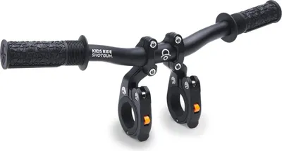 A black bicycle handlebar accessory with grips and attachment clamps.