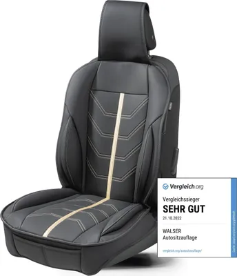 Produktbild von WALSER Sitzauflage Auto Kimi, Sitzschoner Auto schwarz/gold, Auto Sitzauflagen, Sitzbezug Auto Vordersitze, Sitzkissen Auto, Schonbezug Autositz, Autositzauflage Vordersitze PKW/LKW