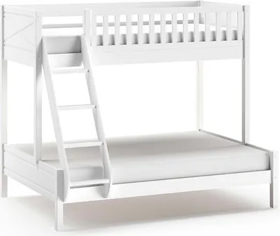 Produktbild von Vipack SCOTT Familienbett mit Liegefläche 90x200 u. 140x200 cm, inkl. Rolllattenrost u. Leiter, Ausf. Kiefer weiß lackiert
