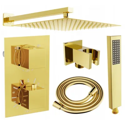 Obrázek produktu pro Mexen Cube DR02 podomítkový sprchový set z dešťová specha 25 cm, Zlatá - 77502DR0225-50