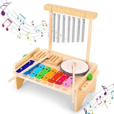 Productafbeelding van Houten Kindertrommelset met Xylofoon Muziek Speelgoed