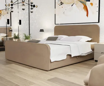 Produktbild von Boxspringbett Schlafzimmerbett MABEL 120x200cm Stoff Opera Velvet Taupe