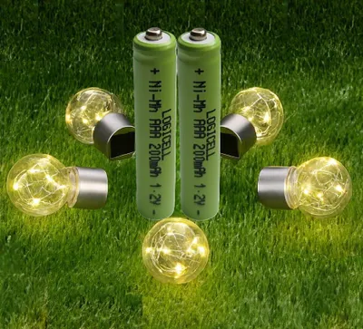 Produktbild von 2 stück LogiCell NI-MH Akku Micro LR03 AAA 200mAh, 1,2V für Solarprodukte Solar Batterie, Außen-Solarleuchten Solarlampen Wiederaufladbar Garten LED