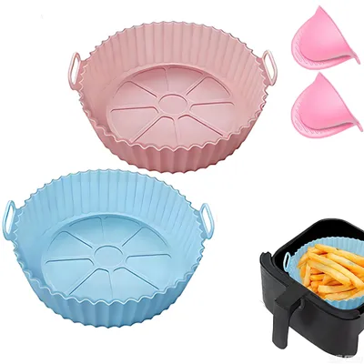 Productafbeelding van Siliconen bakvormen voor airfryer - 2 stuks, herbruikbaar - geschikt voor gebruik in airfryers en magnetrons