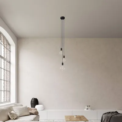 Immagine prodotto di Creative-Cables Lampada a sospensione multipla a 3 cadute completa di cavo tessile e finiture in metallo