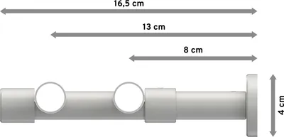 Produktbild von Interdeco Gardinenstange / Vorhangstange Chrom / Weiß, Typ Prestige Luino (Kugel), 20 mm Ø 2-läufig, 120 cm