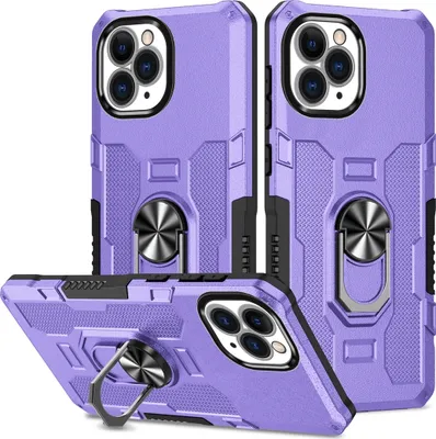 Immagine prodotto di custodia per iPhone 11 Pro, resistente custodia a doppio strato con supporto ad anello e supporto per iPhone 11 Pro Viola