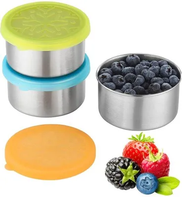 Immagine prodotto di Contenitori per snack in acciaio inossidabile, set da 3, a tenuta stagna, piccoli, riutilizzabili