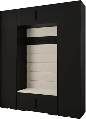 Produktbild von MEBLE KRYSPOL Inova 1 Möbelset Garderobe, 236,7x200x47cm - Schwarz, Manila 02, Schwarz