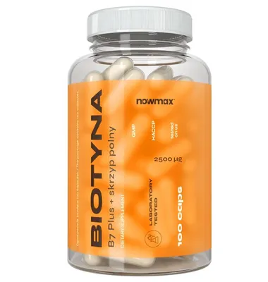 Produktbild von nowmax® Biotin + Schachtelhalm 100 Kapseln – 2500 µg Biotin + 10 mg Zink – Nahrungsergänzung für Haare, Haut & Nägel