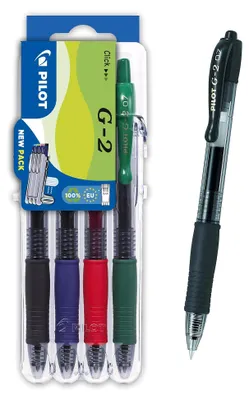 Produktbild von Pilot G-2, Clip, Nachfüllbar, Schwarz, Blau, Grün, Rot, 4 Stück(e)