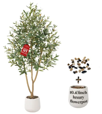 Kunstolivenbaum 210 cm, 1230 Blätter, 41 Oliven, im Topf