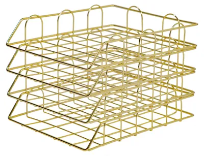 Produktbild von Dokumentenablage, stapelbares Design, langlebige Eisenkonstruktion, Gold