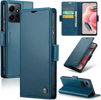Produktbild von Redmi Note 12 4G Hülle, Leder Brieftasche Kartenfach Schutzhülle mit Standfunktion für Xiaomi Redmi Note 12 4G Blau