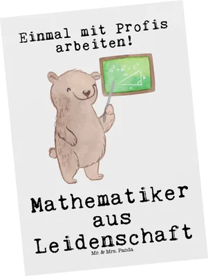 Produktbild von Mr. & Mrs. Panda Postkarte Mathematiker Leidenschaft - Weiß - Geschenk, Spruch, bildkarte, Master, Lustig, Postkarten, Fotokarte, Ansichtskarte, Grußkarte, Bachelor