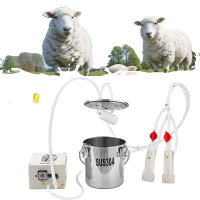 Productafbeelding van VEVOR Elektrische geitenmelkmachine, 3-liter emmer van voedselveilig roestvrij staal, melkapparatuur met 5200 mAh accu, 2 geitenmelkcups, pulserende vacuüm melkmachine, pulsmelker (alleen voor geiten)