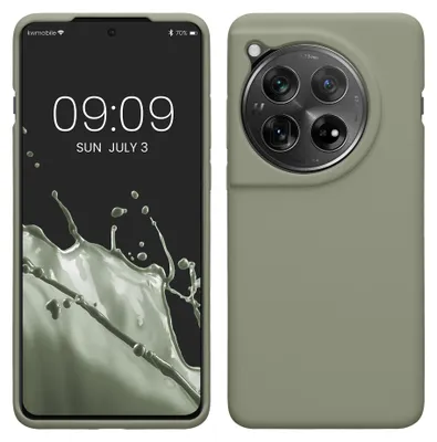 Produktbild von kwmobile Handyhülle für OnePlus 12 Hülle - Case Silikon - Kabelloses Laden - Schutzhülle Cover in Graugrün