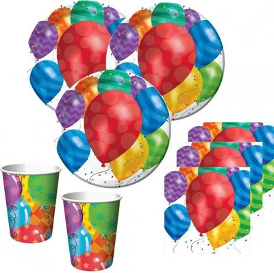 Produktbild von 16 Servietten bunte Ballons Party