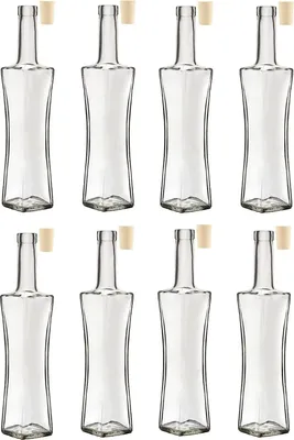 Produktbild von 8 X 0,5L Glasflasche Zum Befüllen + Korken Likörflasche Essig-Öl Flasche Karaffe Schnapsflasche Weinflasche