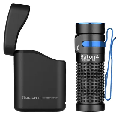 Immagine prodotto di Kit Olight Baton 4 Mini: torcia LED ricaricabile con custodia di ricarica