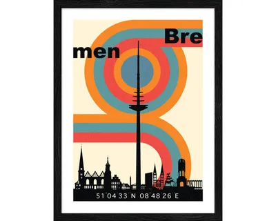 Produktbild von Gerahmtes Bild Bremen Koordinaten III 33x43 cm