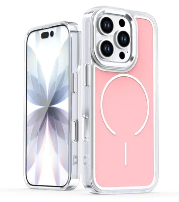 Produktbild von Magnetische Hülle für iPhone 16 Pro, Dünn Klare Stoßfest Handyhülle, Kompatibel mit MagSafe Pink