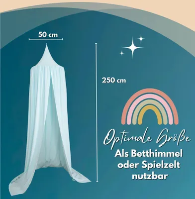 Image de Alavya Home Ciel de lit baldaquin 250x50 cm coton mousseline- bleu