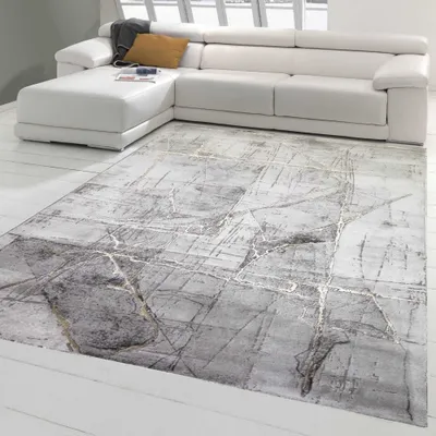 Obrázek produktu pro Koberec moderní obývací pokoj koberec abstraktní v šedé krémové zlaté barvě velikost - 120 x 170 cm