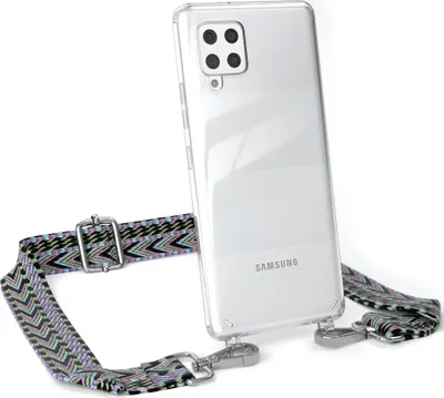 Produktbild von EAZY CASE Handykette - Verstellbarer Trageriemen kompatibel mit Samsung Galaxy A42 5G, Handykordel mit transparenter Silikon-Hülle, Band in Lila