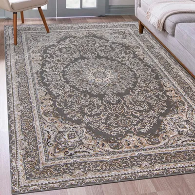 Immagine prodotto di Mazovia Tappeto Grigio Orientale Vintage - Soggiorno, Camera da letto, Sala da pranzo, Ufficio - Pelo corto - Rettangolare - Tradizionale - 80x150 cm