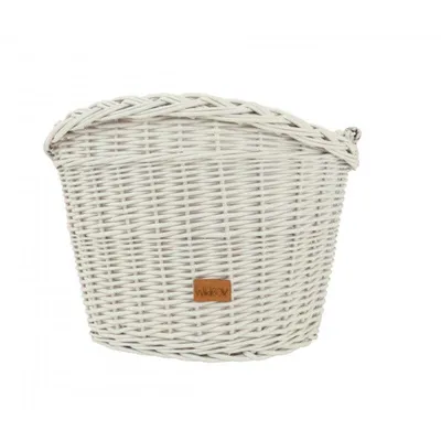 Zdjęcie produktu dla WikliBOX - Wiklinowy koszyk na rower na haki biały 41x33xH29