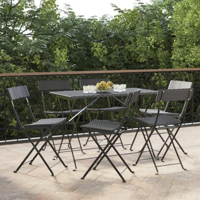 Produktbild von Bistrostühle 6 Stk. Klappbar Schwarz Poly Rattan und Stahl , Gartenstühle Design 2024