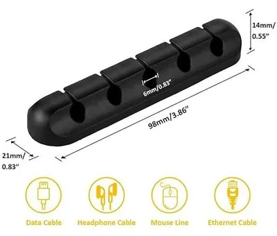 Produktbild von PolkaHome® 6er Set Kabelhalter selbstklebend, Kabelmanagement schwarz, Kabelorganizer für Schreibtisch, USB-Ladekabel, Netzkabel,