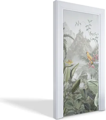 Produktbild von Türfolien Design Selbstklebende Wandsticker Türtapeten - Tropische Landschaft - 95 x 205 cm