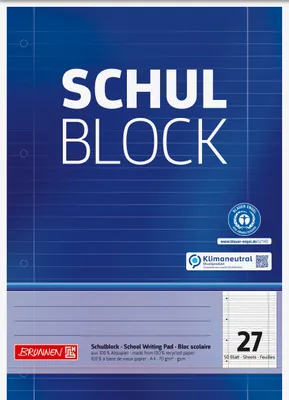 Produktbild von BRUNNEN Schulblock A4 Lineatur 27 50 Blatt Recyclingpapier 105260701