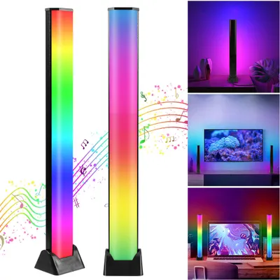 Produktbild von lapalife LED-Lichtleiste RGB, Musik-Rhythmuslicht mit Tonabnehmer, für Ambiente, Gaming & TV-Hintergrundbeleuchtung, 2 Stück, aus Aluminium & Kunststoff, 30,99 cm x 3,56 cm x 2,29 cm, 9 dynamische Modi, 50.000 Stunden Lebensdauer