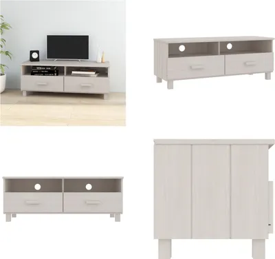 Produktbild von vidaXL TV Schrank HAMAR Weiß 106x40x40 cm Massivholz Kiefer - TV-Schrank - TV-Schränke - TV-Schrank Mit Schubladen - TV-Möbel