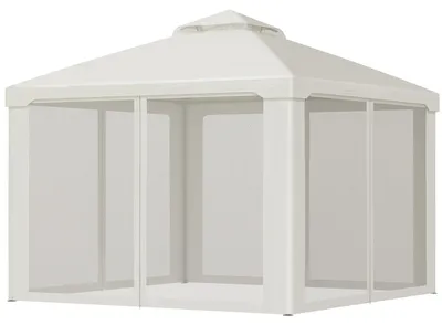Obrázek produktu pro Outsunny Zahradní altán Pavilon Zahradní stan se 4 bočními stěnami 3 x 3 m krémově bílý