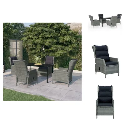 Produktbild von vidaXL 5-tlg. Garten-Essgruppe Hellgrau -  Gartenmöbel-Sets