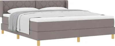 Image de Lit Boxspring avec matelas Taupe 180 x 200 cm Tissu