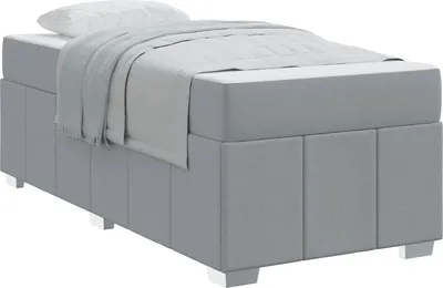 Zdjęcie produktu dla vidaXL Rama łóżka z materacem jasnoszary 100 x 200 cm tkanina