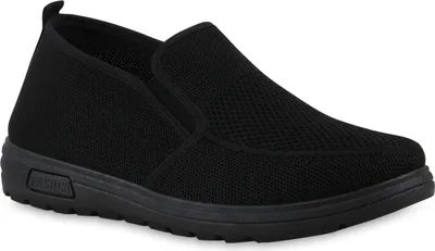 Produktbild von VAN HILL Herren Slip Ons Sportschuhe Sportliche Strick Profil-Sohle Schuhee 841706, Farbe: Schwarz, Größe: 45