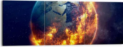 Produktbild von Bild auf Leinwand - Leinwandbild - Universum Erde Feuer Globus - 150x50cm - Wand Bild - Wanddeko - Leinwanddruck - Bilder - Kunstdruck - Wanddekoration - Leinwand bilder - Wandkunst - CA150x50-2875