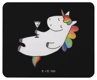 Produktbild von Mr. & Mrs. Panda Mauspad Einhorn Cocktail - Schwarz - Geschenk, Einhörner, Mousepad, Spruch, computer, mousematte, Unicorn, Sekt, Glitzer, Mouse Pad, pc mausunterlage