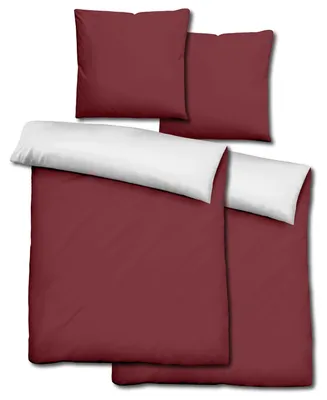 Immagine prodotto di Set da letto reversibile Sleezzz® Renforcé rosso scuro/bianco 135 x 200 + 80 x 80 cm