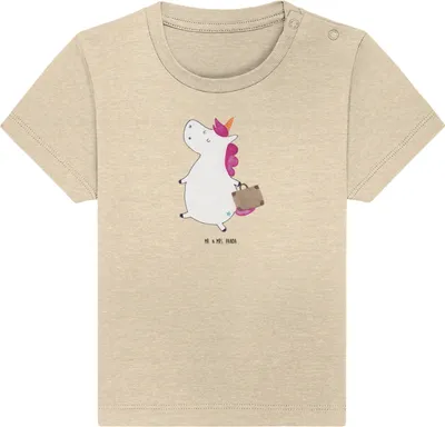 Produktbild von Mr. & Mrs. Panda Organic Baby Shirt Einhorn Koffer 0. - 6. Monat - Natural Raw - Geschenk,  T-Shirt, Abenteuer, Oberteil, Unicorn, Spaß, Top, Witzig, Babyshirt