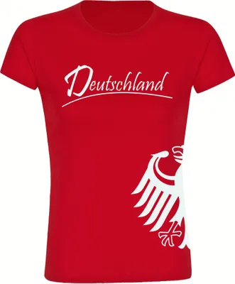 Produktbild von multifanshop Damen T-Shirt - Deutschland - Adler seitlich, rot, Größe XXL