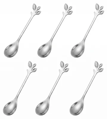 6 Edelstahl-Kaffeelöffel, 12 cm, Dessertlöffel, silber, poliert