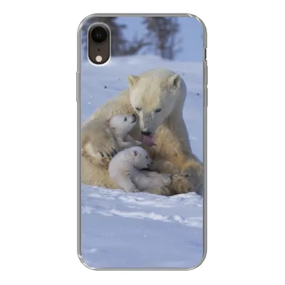 Produktbild von MuchoWow® Handyhülle Schutzhülle Hülle für iPhone XR Eisbären - Schnee - Weiß Silikon Softcase Handy Hülle - Schutzdeckel