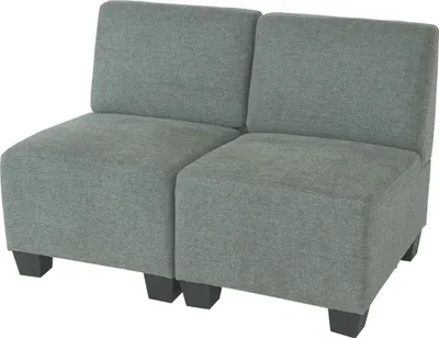 Produktbild von Modular 2-Sitzer Sofa Couch Lyon, Stoff/Textil grau, ohne Armlehnen